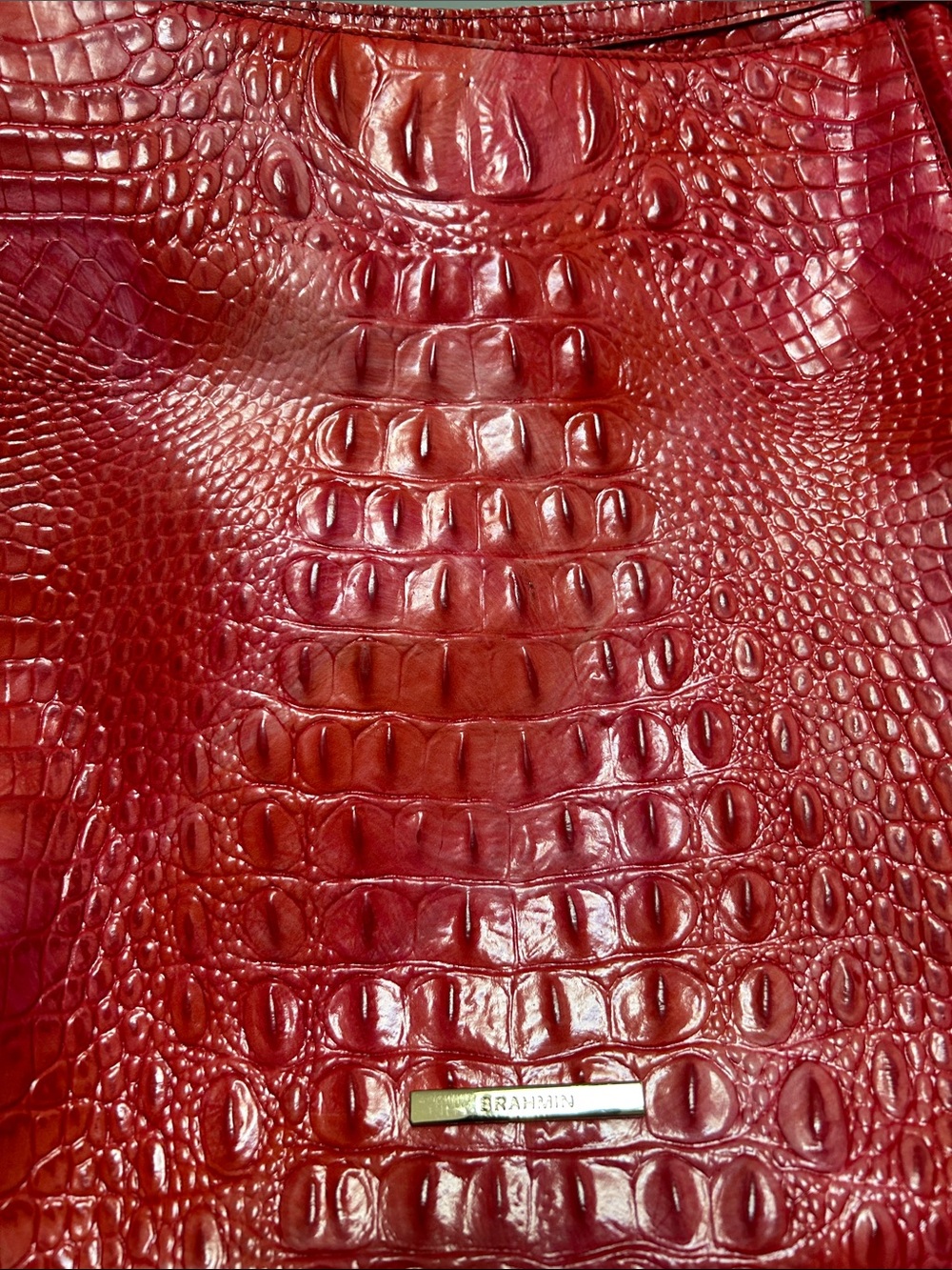 Summer light red with tons of orange and pink Croc-Embossed Tote Bag - Picture 4 of 8